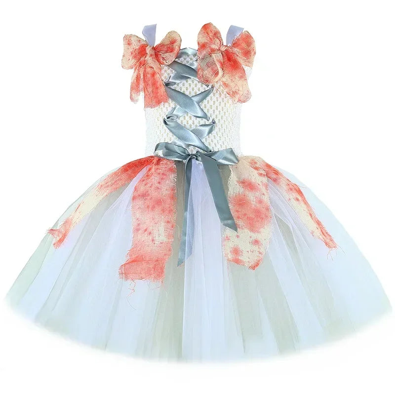 Gothic Zombie Bride Costume Kids Carnival Party Role Play Dress Up Bloody Ghost Dead - product image 8