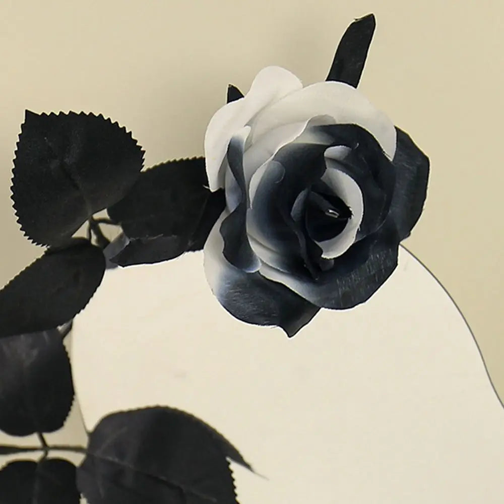 Black White Halloween Artificial Rose Flowers Gothic Soft Silk Faux Flowers - product image 2