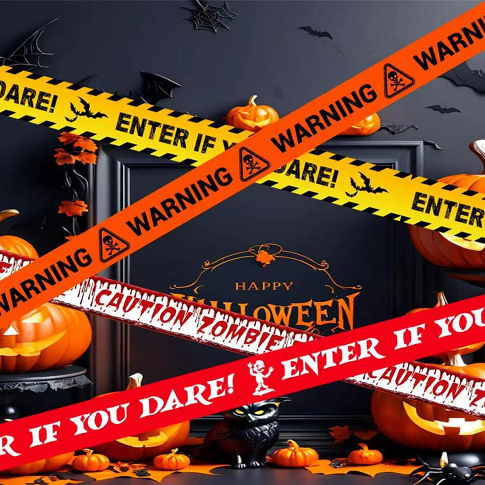 Halloween Warning Tape Signs Banner Halloween Props Window Prop Danger Warning Line Halloween Decoration Supplies