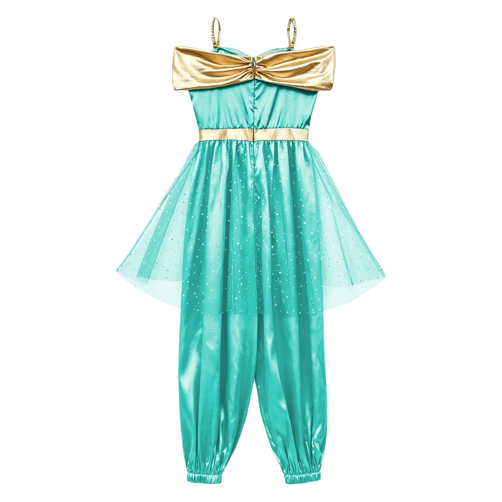 Girls Arabian Princess Halloween Carnival Dress Up Cosplay Costume Metallic Ruched Sequin Bodice Tulle Panel - product image 5