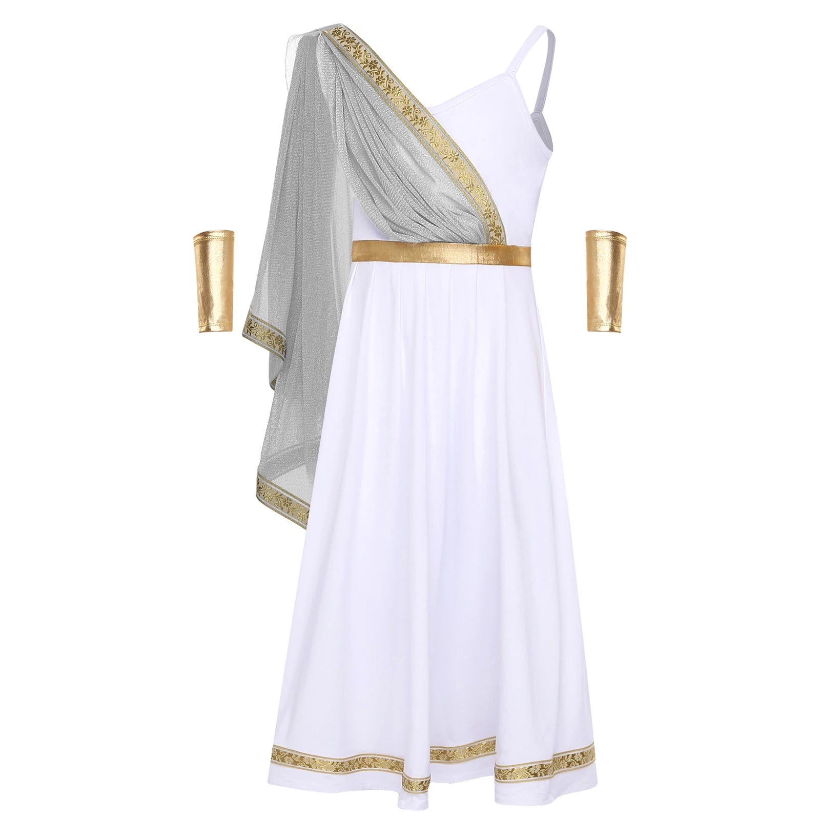 Kids Girls Ancient Greek Princess Costume Cosplay Party Dress High Waist Cami Dress Halloween Carnival Dress - product image 11