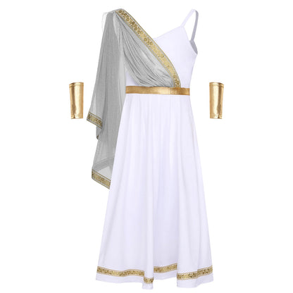 Kids Girls Ancient Greek Princess Costume Cosplay Party Dress High Waist Cami Dress Halloween Carnival Dress - product image 11