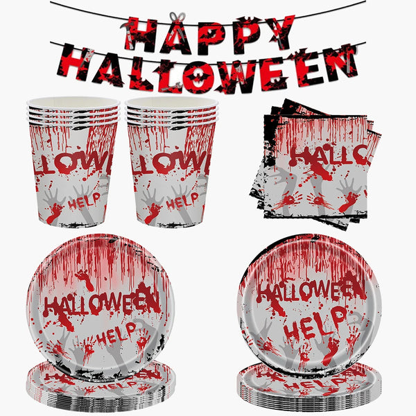 Halloween Disposable Tableware Set Halloween paper Plates Napkins Cups Halloween tablecloths Halloween Party - product image 1