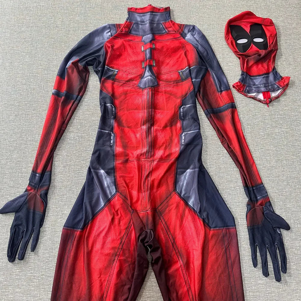 Halloween New red-and-black masked anti-hero costume Costume Superhero Adults Zentai Suit Men Male Full Bodysuit Party Jumpsuit - product image 1