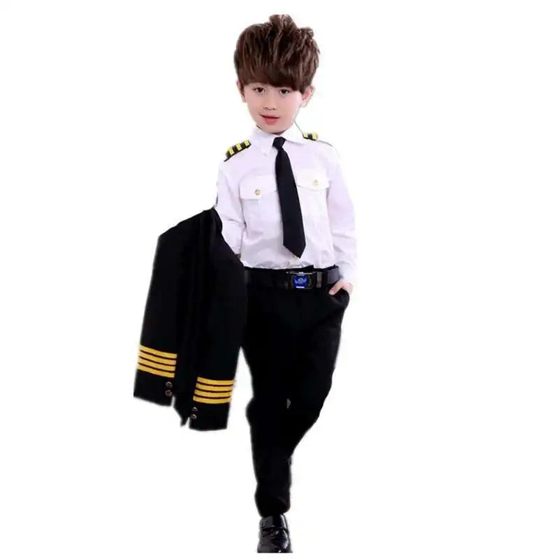 Children'S Day Pilot Uniform Stewardess Cosplay Halloween Costumes For Kids Disguise Girl Boy