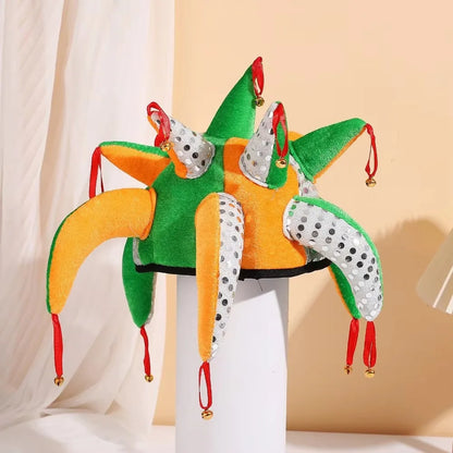Tentacle Shaped Clown Hat Dress Up Colourful Clown Joker Caps with Bells Hat Halloween - View 7