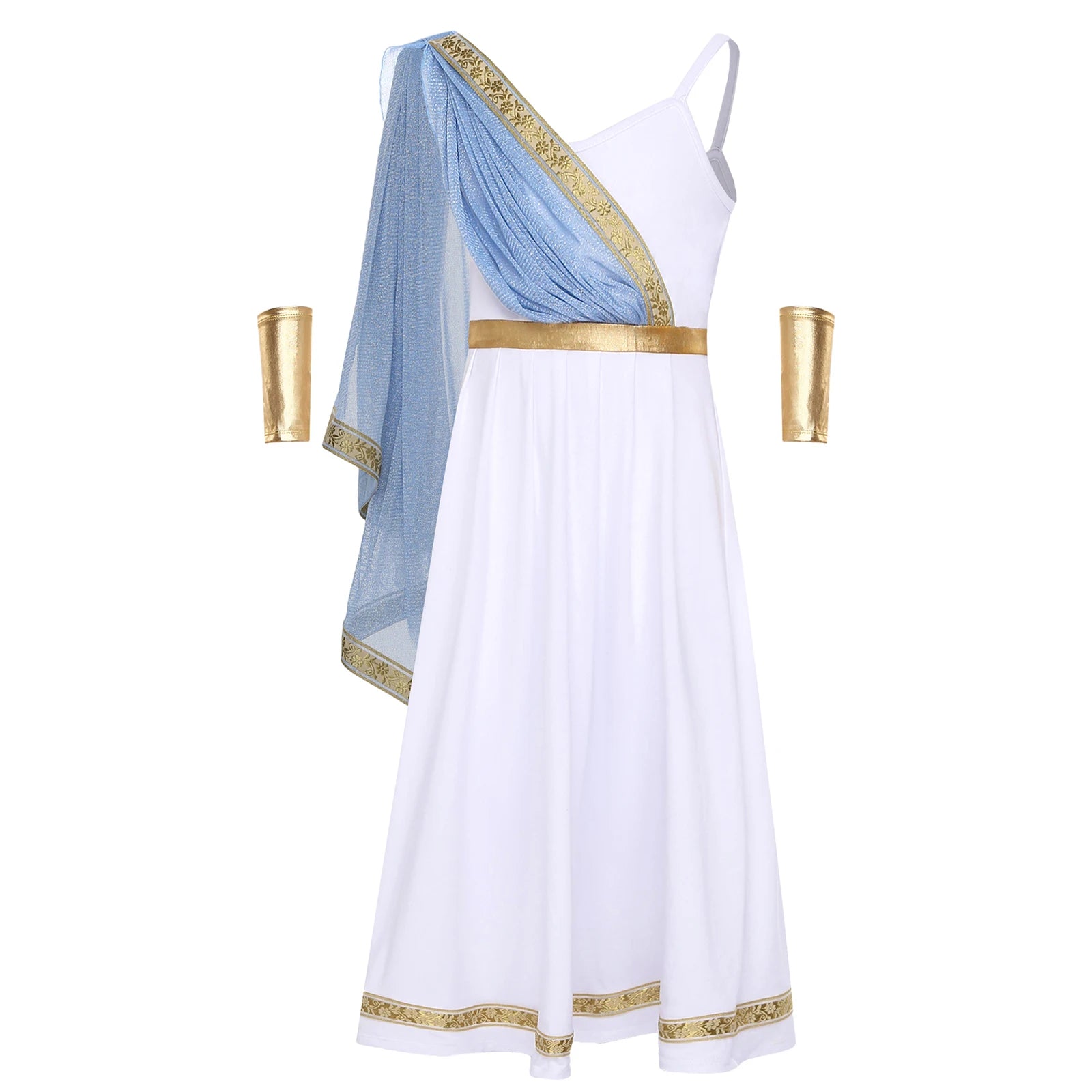 Kids Girls Ancient Greek Princess Costume Cosplay Party Dress High Waist Cami Dress Halloween Carnival Dress - product image 10