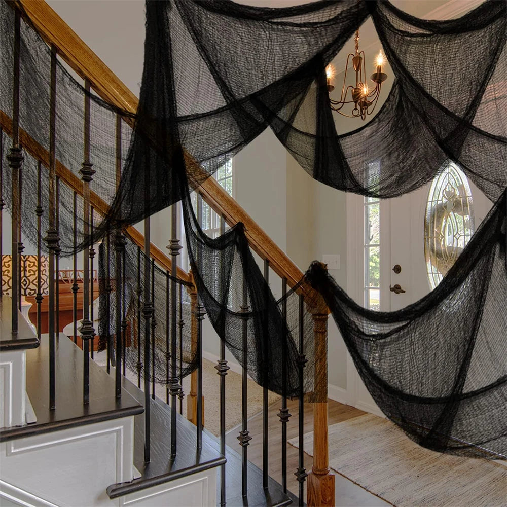 Creepy Cloth Spooky Halloween Decoration White Black Gauze Window Door Cover - product image 4