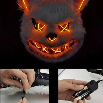 Luminous Rabbit ro Bear Cos Props LED Dance Scary Creative Cartoon Animal Mask - alternate view 2