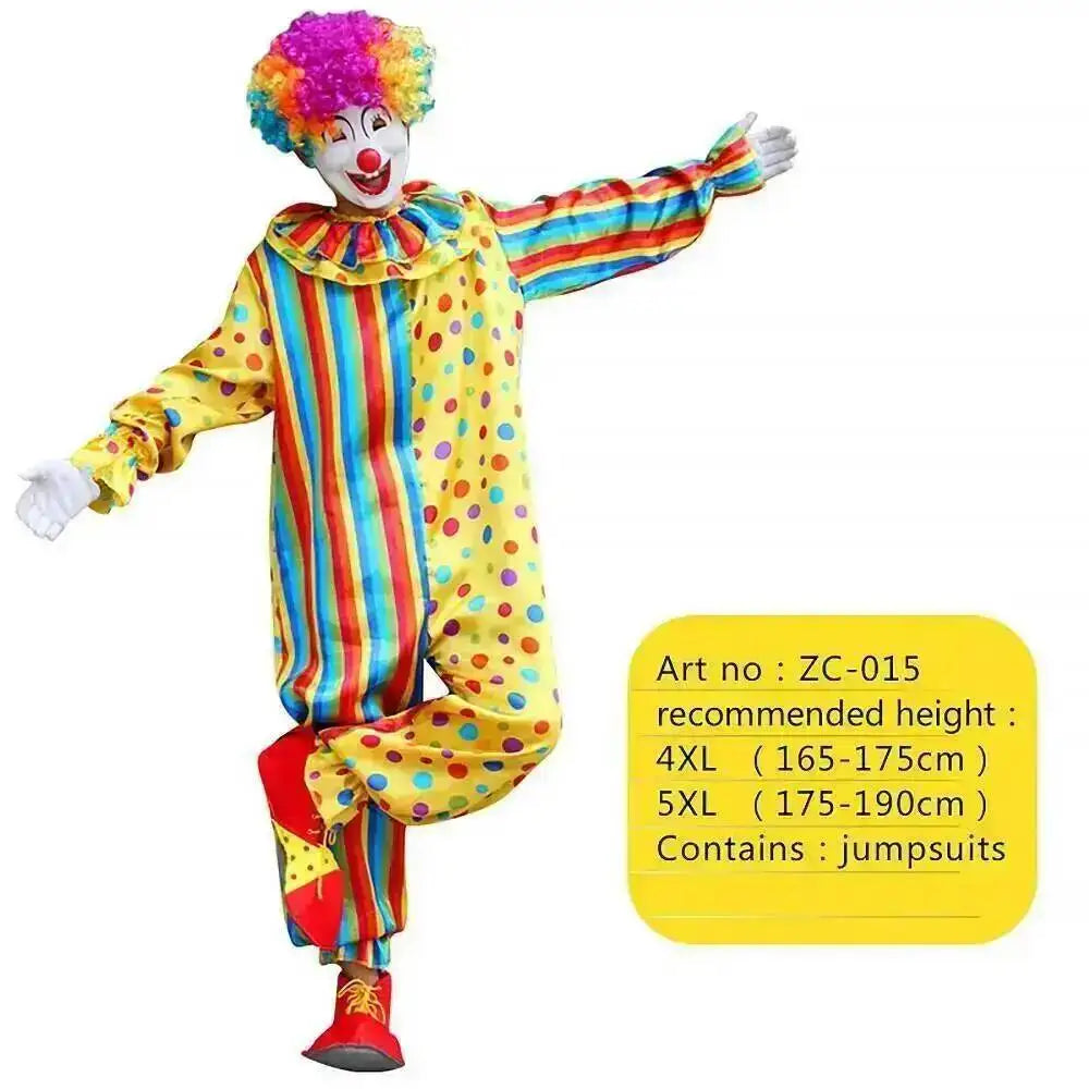Adults Clown Costumes Joker Bodysuit for Men Magician Performance Fancy Halloween Outfits - Zc-006 / 4xl height165-175cm