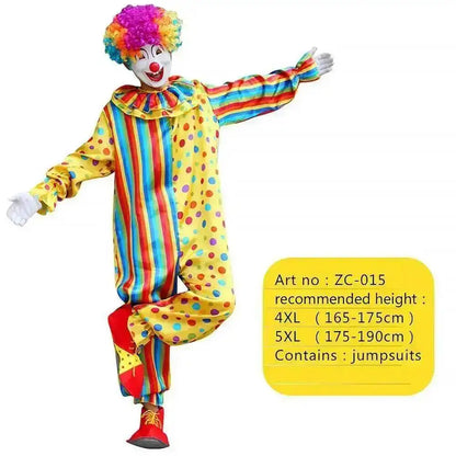 Adults Clown Costumes Joker Bodysuit for Men Magician Performance Fancy Halloween Outfits - Zc-006 / 4xl height165-175cm
