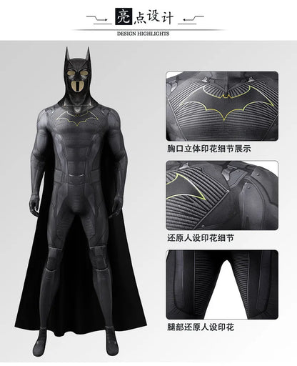 Batman Gotham Knights Costume Superhero Bruce Wayne Jumpsuit Halloween Cosplay Props Bodysuit - J23004B without mask / Size L