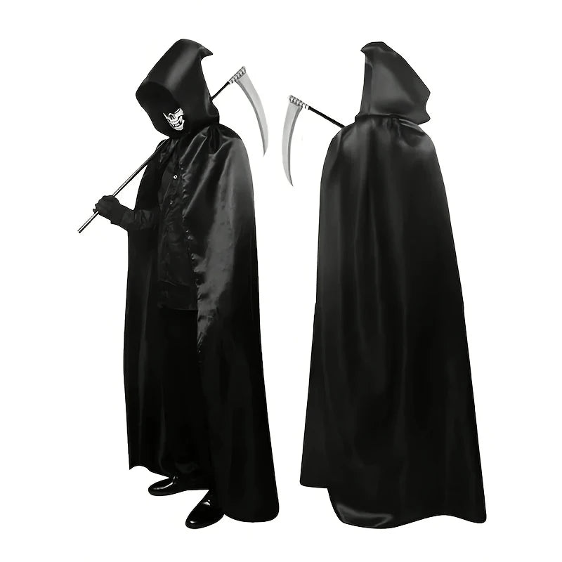 Wicked Witch Hooded Cloak Costume – Black Halloween Robe & Hat