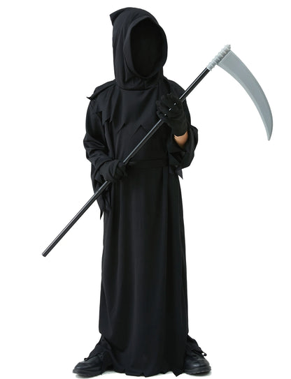 Halloween Grim Reaper Horror Costume Black Hooded Spooky Ghost Robe Dress Up Costume Adult - View 6