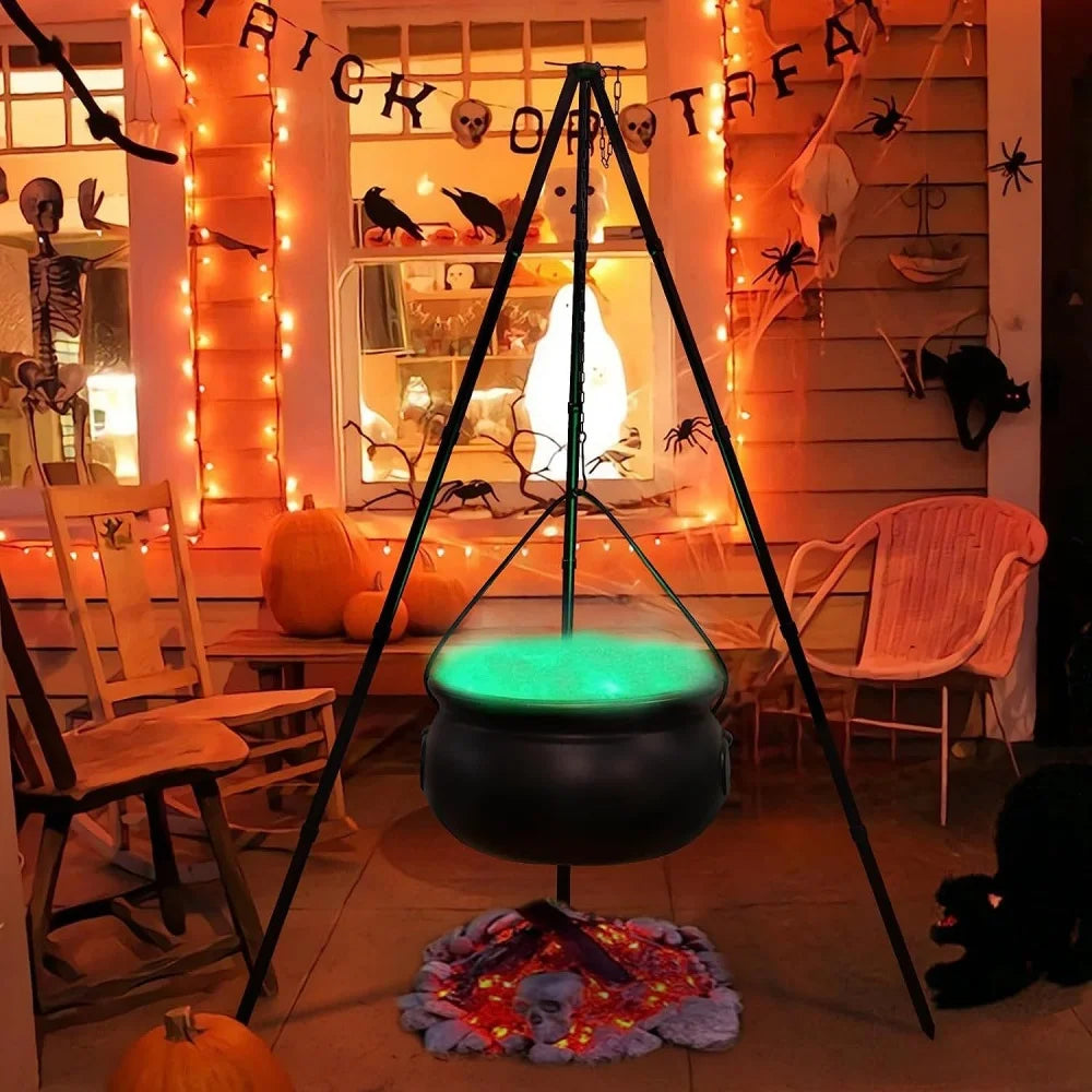 Halloween Black Witches Cauldron of Skeletons on Tripod Halloween Scary Props - product image 1