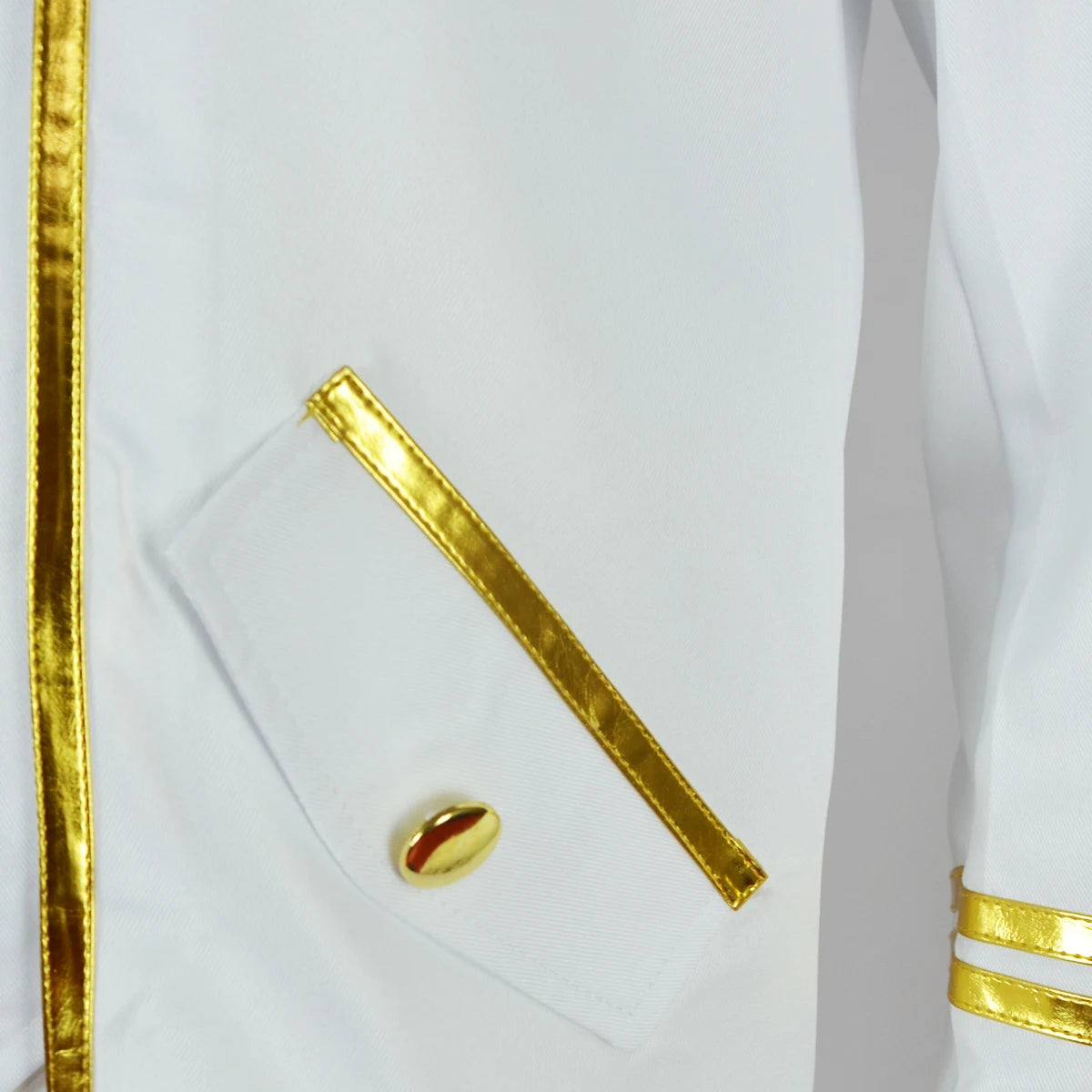 Men's Medieval Tuxedo Vintage Mid-Length Punk Gilt Stage Halloween Costume - White / XXL