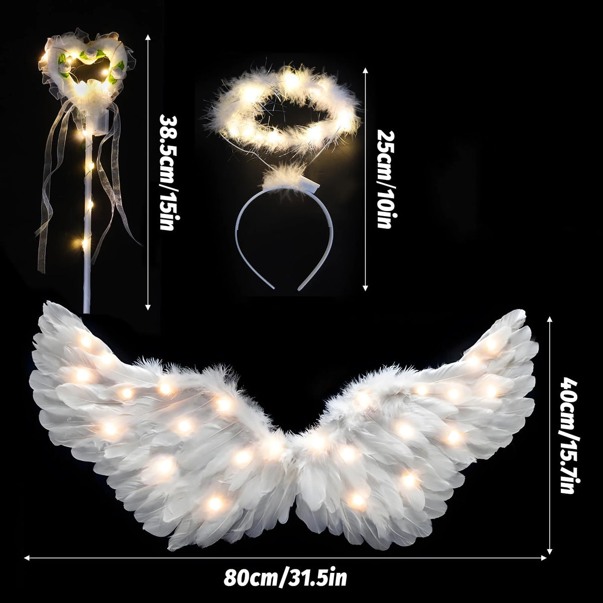 31.5 "adult angel wing halo and fairy wand for adult women, children, girls, ,