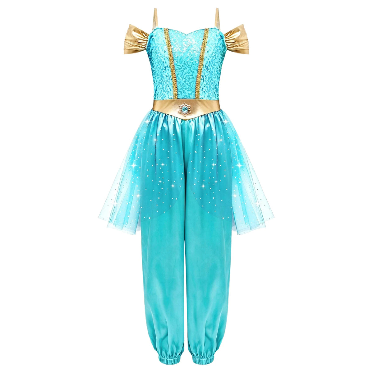 Girls Arabian Princess Halloween Dress Up Costume Metallic Ruched Sequin - product image 7