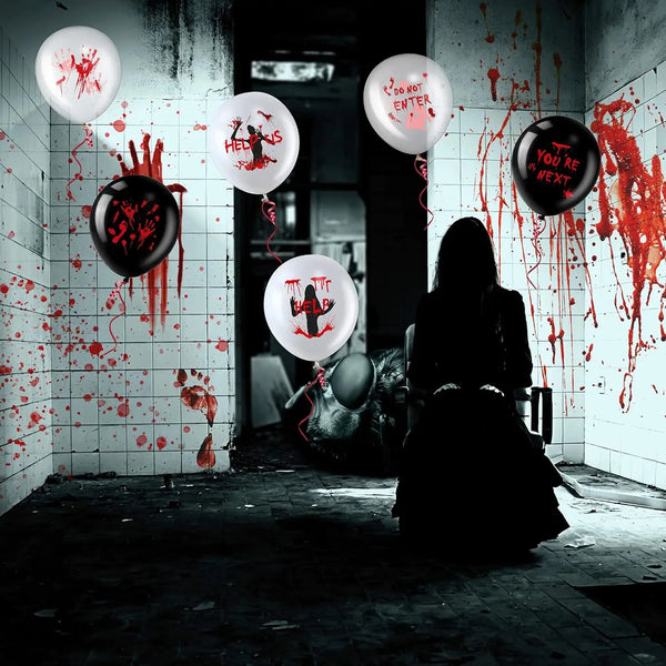 Halloween Balloons, 12 Inch Bloody Balloon, Horror Balloons with Scary Blood Handprint Zombie Latex Balloon - product image 1