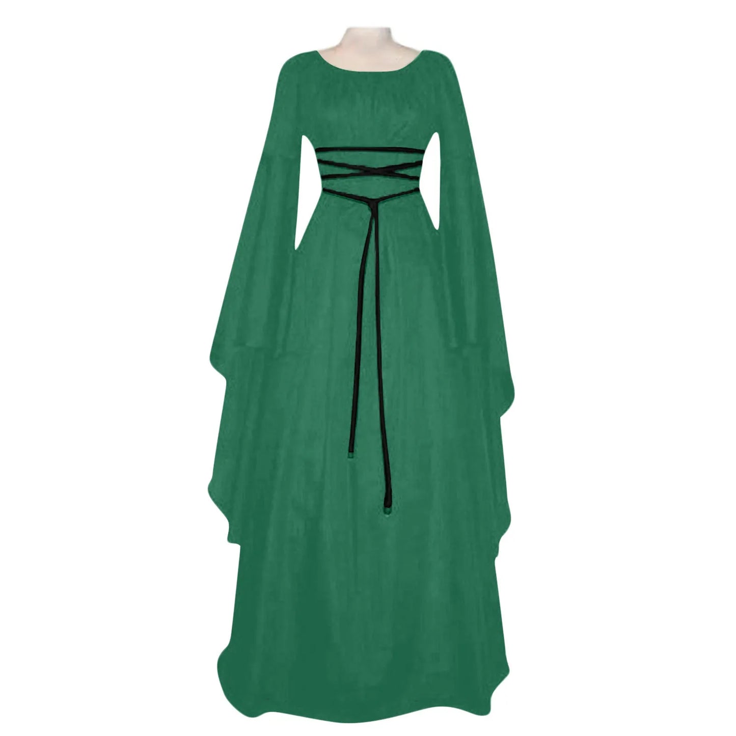Women's Medieval Long Sleeved Round Neck Lace-Up Waist Irregular Costume - alternate view 11