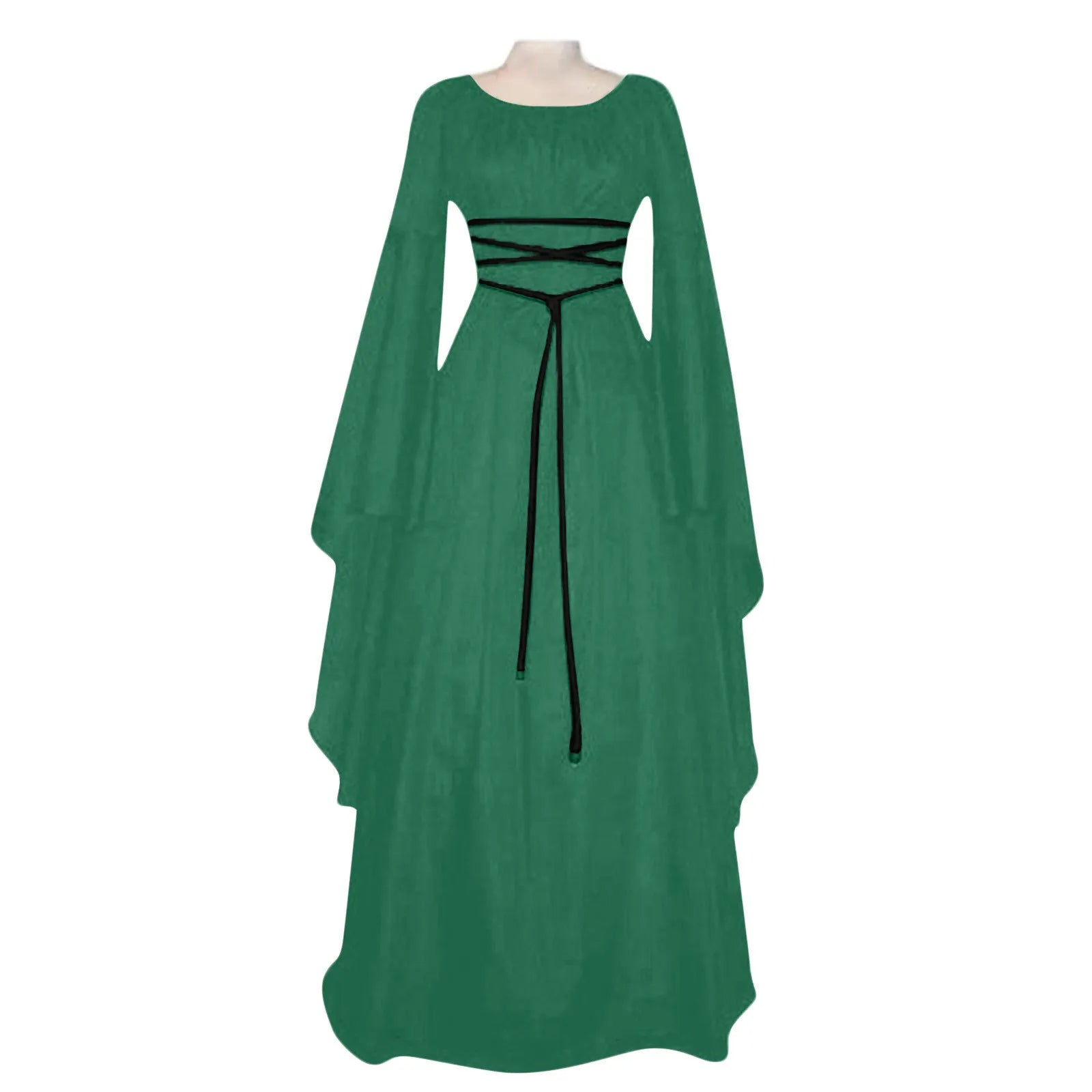 Women's Medieval Long Sleeved Round Neck Lace-Up Waist Irregular Costume - alternate view 11