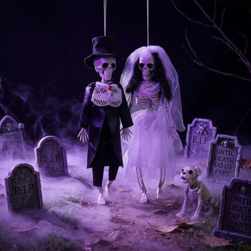 Halloween Skeleton Bride Groom Hanging Ornament Mini Wedding Skull Doll - product image 3