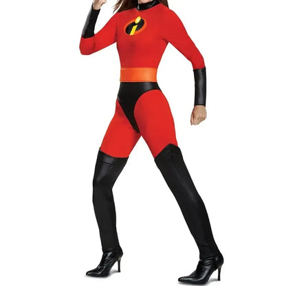 Mr Mrs Incredibles Costume Anime the Incredibles Adult Red Jumpsuit Bodysuit Mask Suit - Men Costume / Height 190
