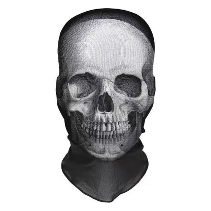 Halloween Skeleton Mask Elastic Mesh Hood Scary Costume Prop Breathable Face Cover Hood - 06