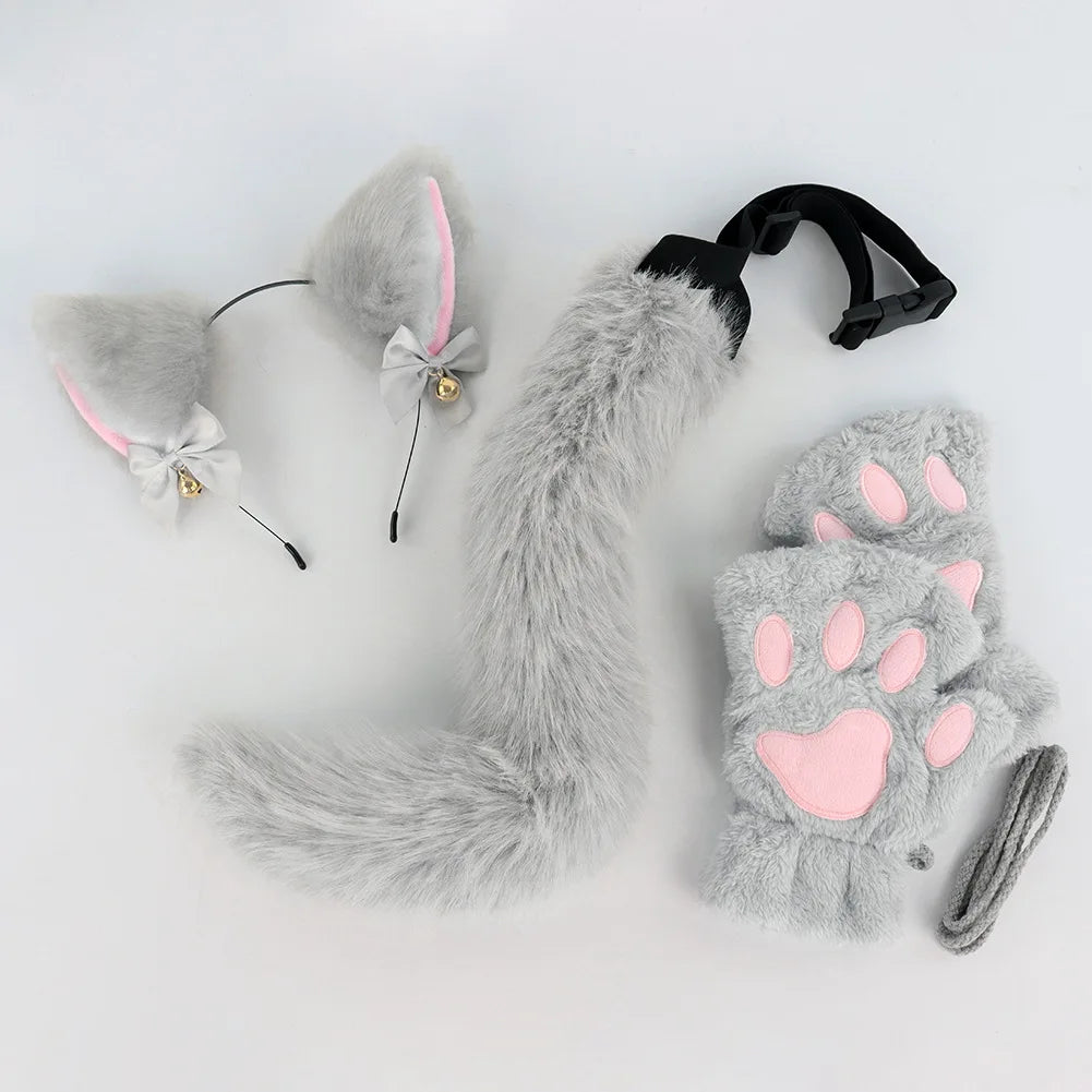 Kids' Cats Set for Girl , Cats Accessories with Headband, Tail, 3-Piece Gloves - alternate view 4
