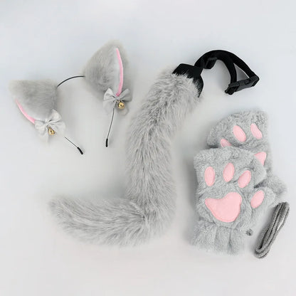 Kids' Cats Set for Girl , Cats Accessories with Headband, Tail, 3-Piece Gloves - alternate view 4