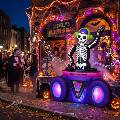 6FT Skeleton DJ Inflatable - Halloween Music & Glow Lights,210T Fabric, 3Min Quick Inflate, Indoor/Outdoor - product image 5