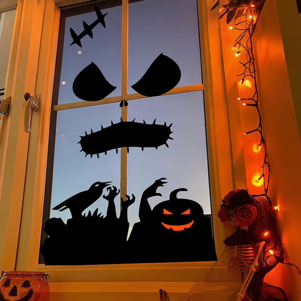 Halloween decorations room door stickers window decor skeleton hand pumpkin - product image 2