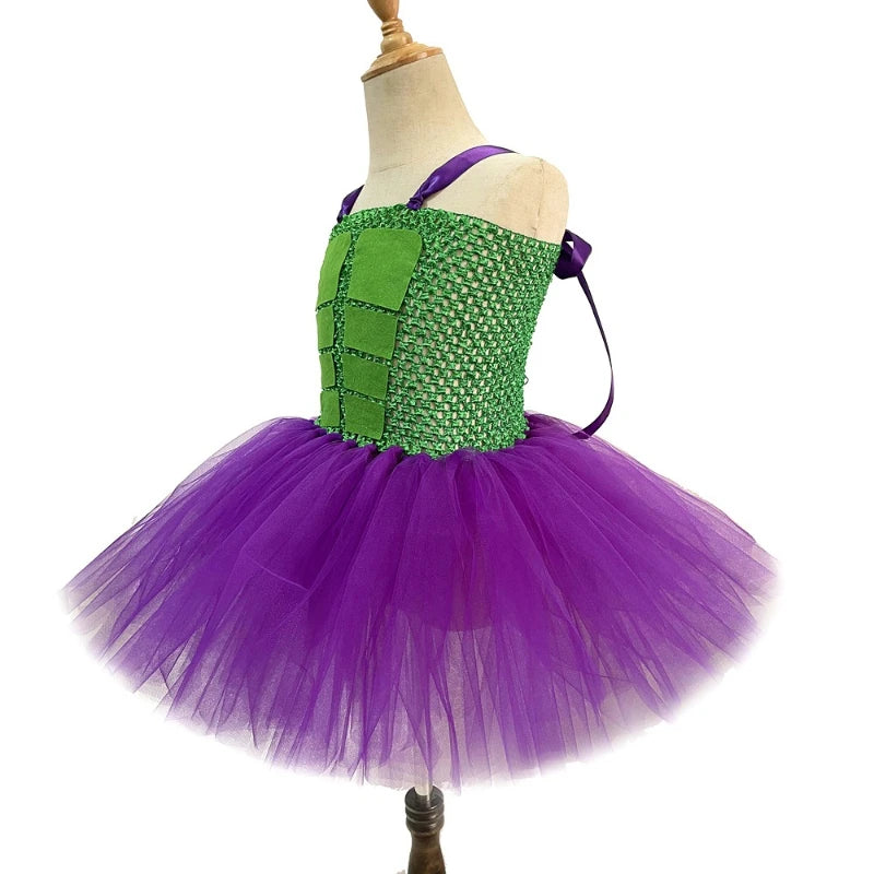 Green Muscle Superhero Tutu Dress with Mask - Girls - product image 3