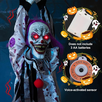 Animatronics Decoration Hanging Clown Nurse Voice Control Electric Outdoor Prop - alternate view 3