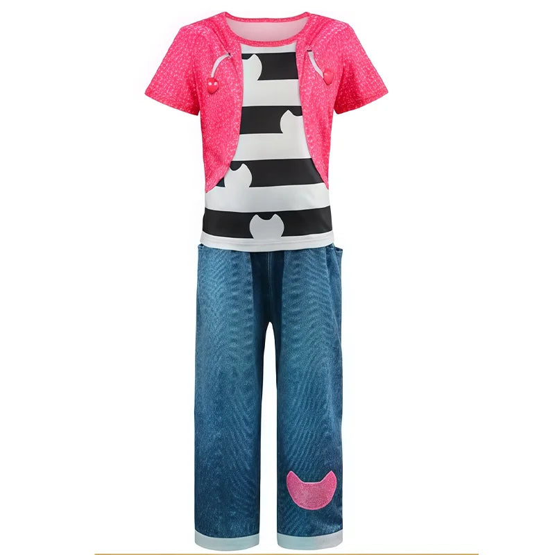 Girls Cat Halloween Costume Set – T-Shirt & Pants