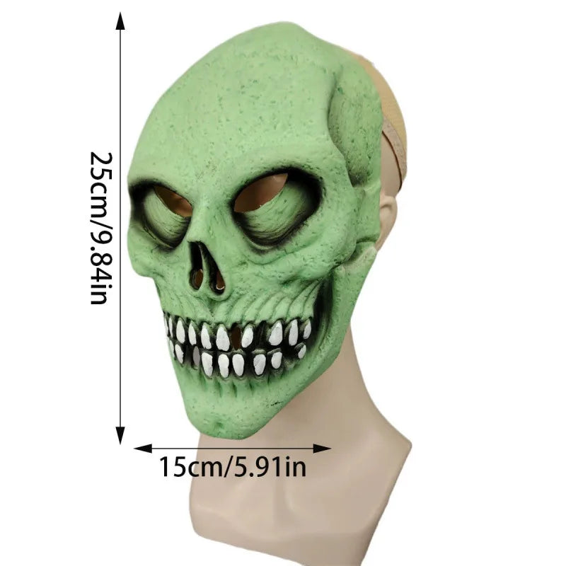 Horror Face Skeleton Mask Adult Demon Evil Zombie Glow The Dark Ghost Costume Scary Halloween Prop Green - product image 3