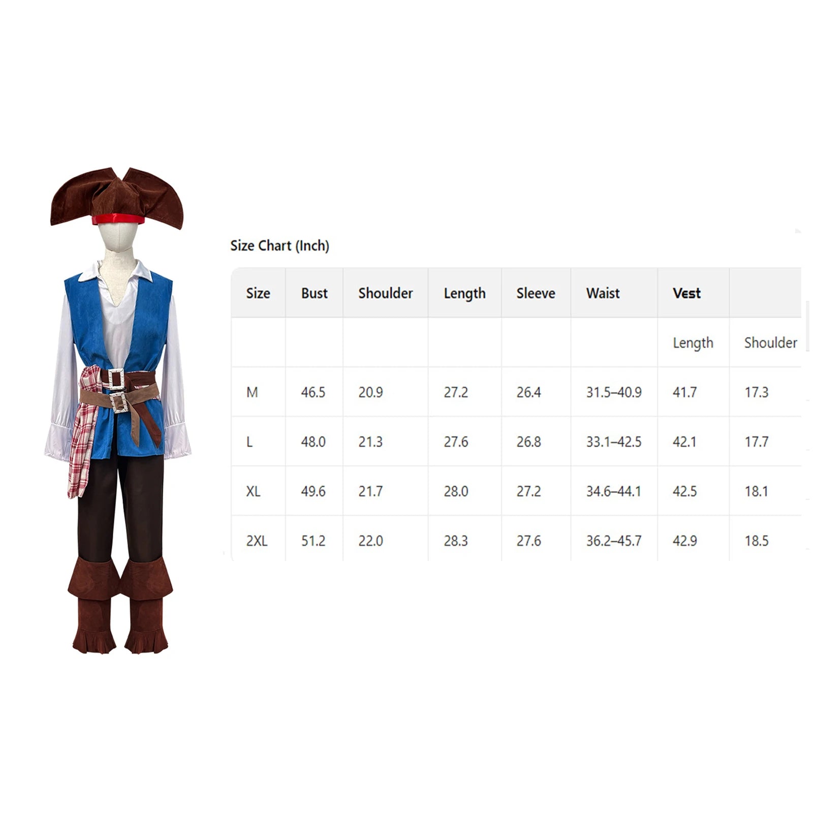 Men's Women Pirate Captain Cosplay Costume Medieval Viking Pirate Uniforms Shirts Pants with Belts Halloween - product image 2