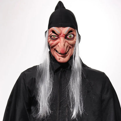 Halloween Witch Mask Cosplay Scary Ghost Face Sorceress Old Nana Grandma Latex Helmet Dress Up Party Costume - product image 2