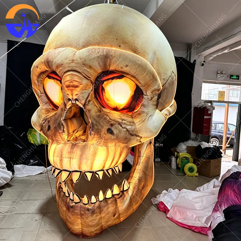 Customized Inflatable Halloween Horror Skull Model Halloween Advertising Campaign Decoration Props with Blower