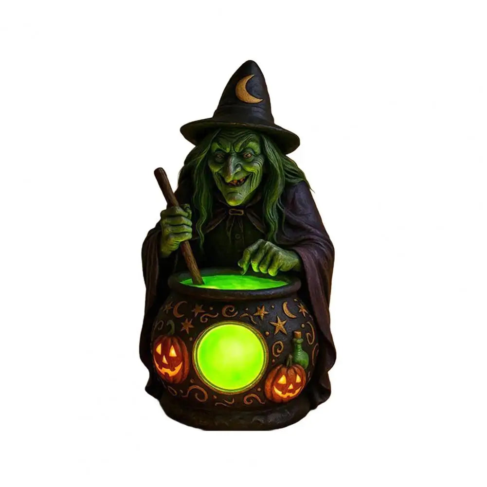 Halloween Witch Cauldron Lamp with Eerie Green Glow LED Witch Ghost Lamps Spooky Witch Brewing Pot Light Home - product image 7
