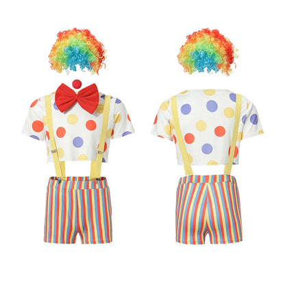 Clown Costume Magic Trick Prop Headwear Top Rompers Bowknot Red Rose 5pcs Set Comic Jester - View 6