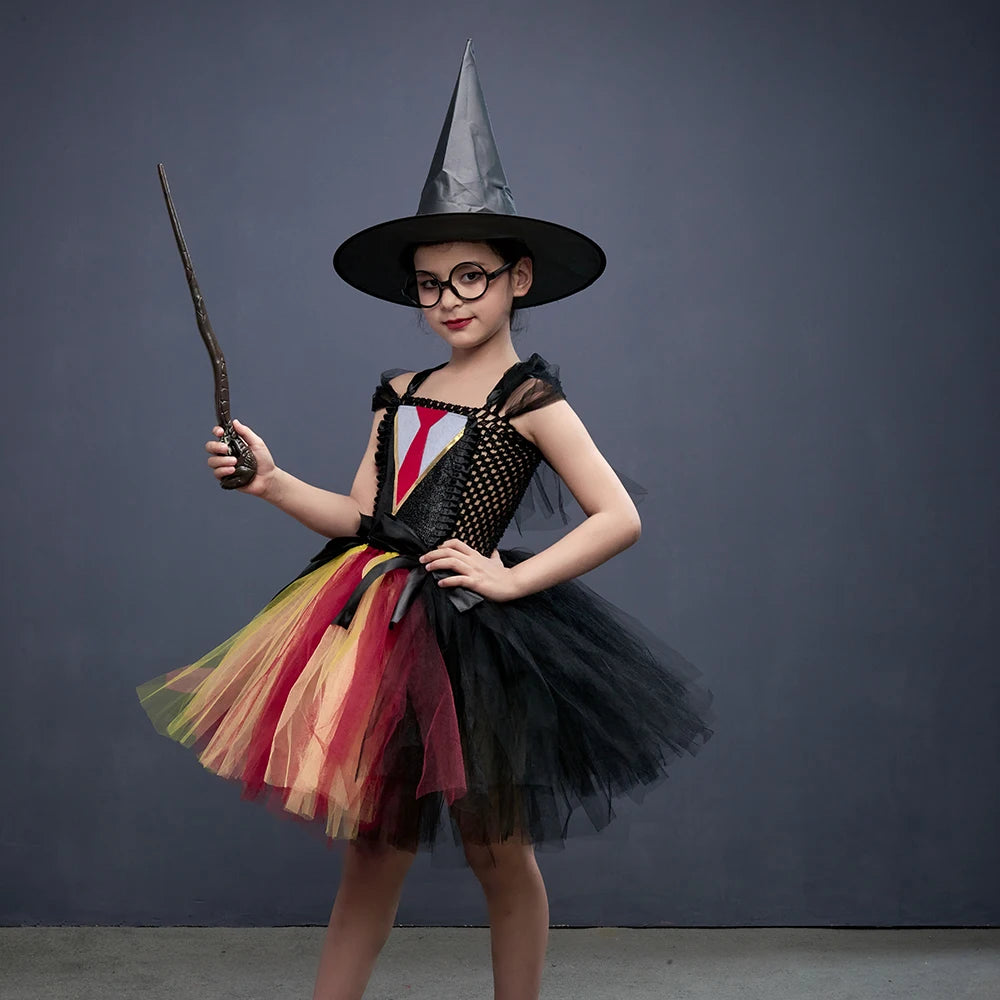 Magic Hermoine Girl Tutu Dress for Halloween Cosplay Costume Potter Witch Cosplay Clothes Kids Birthday Party - product image 3