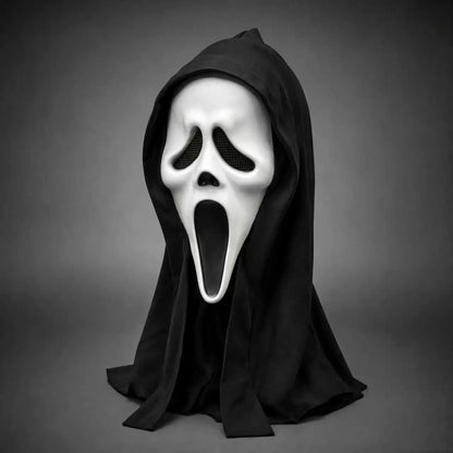 Ghost Face Scream Mask with Black Hood Latex Scary Mask Halloween Cosplay Party Haunted House Costume Prop - product image 8