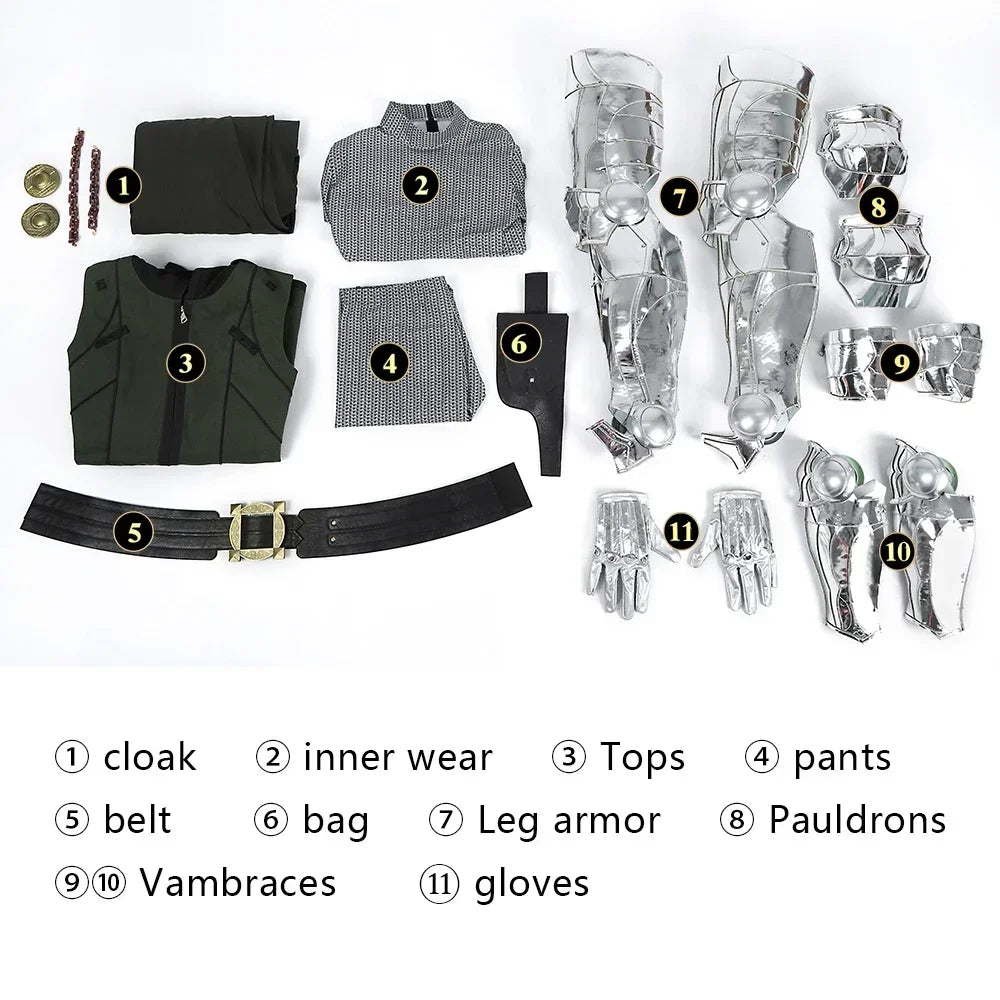Halloween Black Doom Costume Vest Pants Cloak Outfit Full Set and Individual Items Are - Full set NO helmet / L