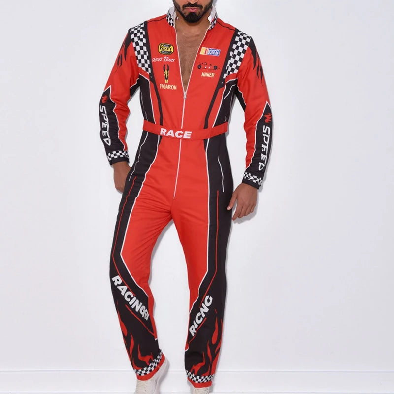 Adult Kids Racer Cosplay Costume Red Classic One-Piece Training Racing Uniform Suit Children Men Karting - product image 2