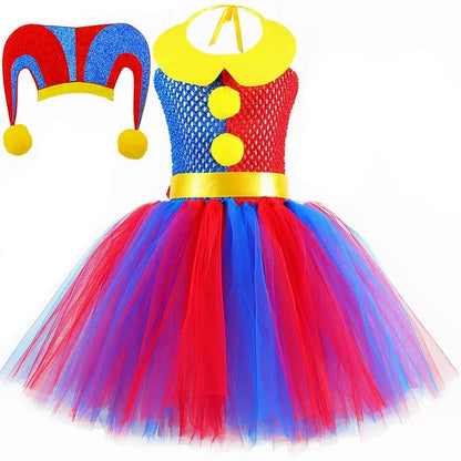 Amazing Digital Circus Pomni Costume Kids Tutu Dress Clothes Red Blue Halloween Clown Costumes Girl Fancy - product image 12
