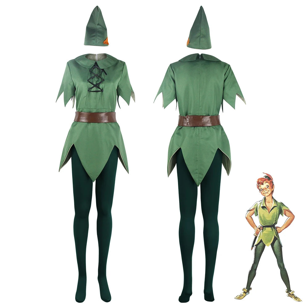 Peter Pan Cosplay Green Fairy Elf Costume Halloween Stage Performance
