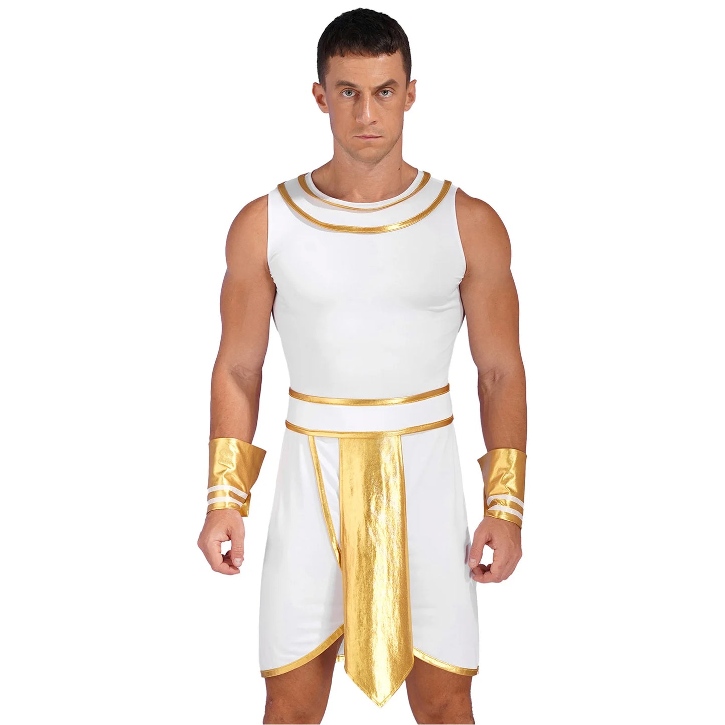Men's Egyptian Ancient Greek Pharaoh Toga and Sleeves Metallic Costume - alternate view 4