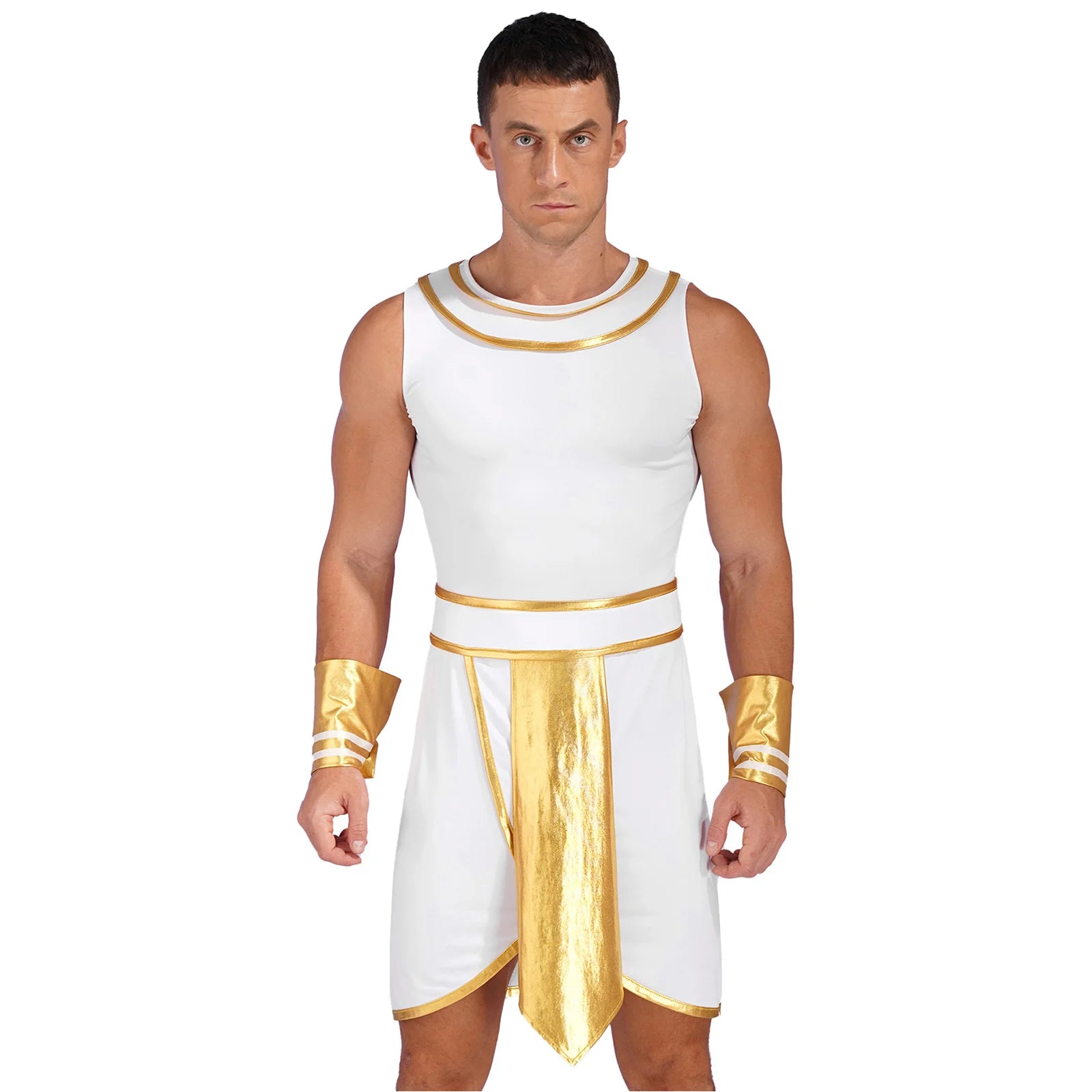 Men's Egyptian Ancient Greek Pharaoh Toga and Sleeves Metallic Costume - alternate view 4