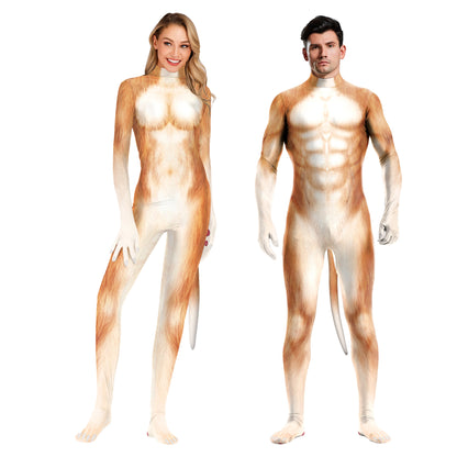 Adult Animal Elastic Fitness full bodysuit tail Whole Zentai Costume - alternate view 4